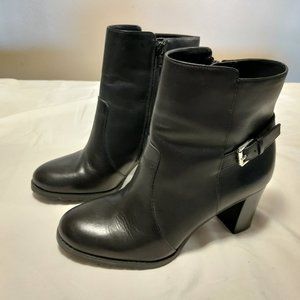 Lauren Ralph Lauren Cabrey Ankle Heeled Booties Women's Size 8B Black Leather